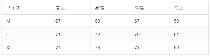 サイズ表