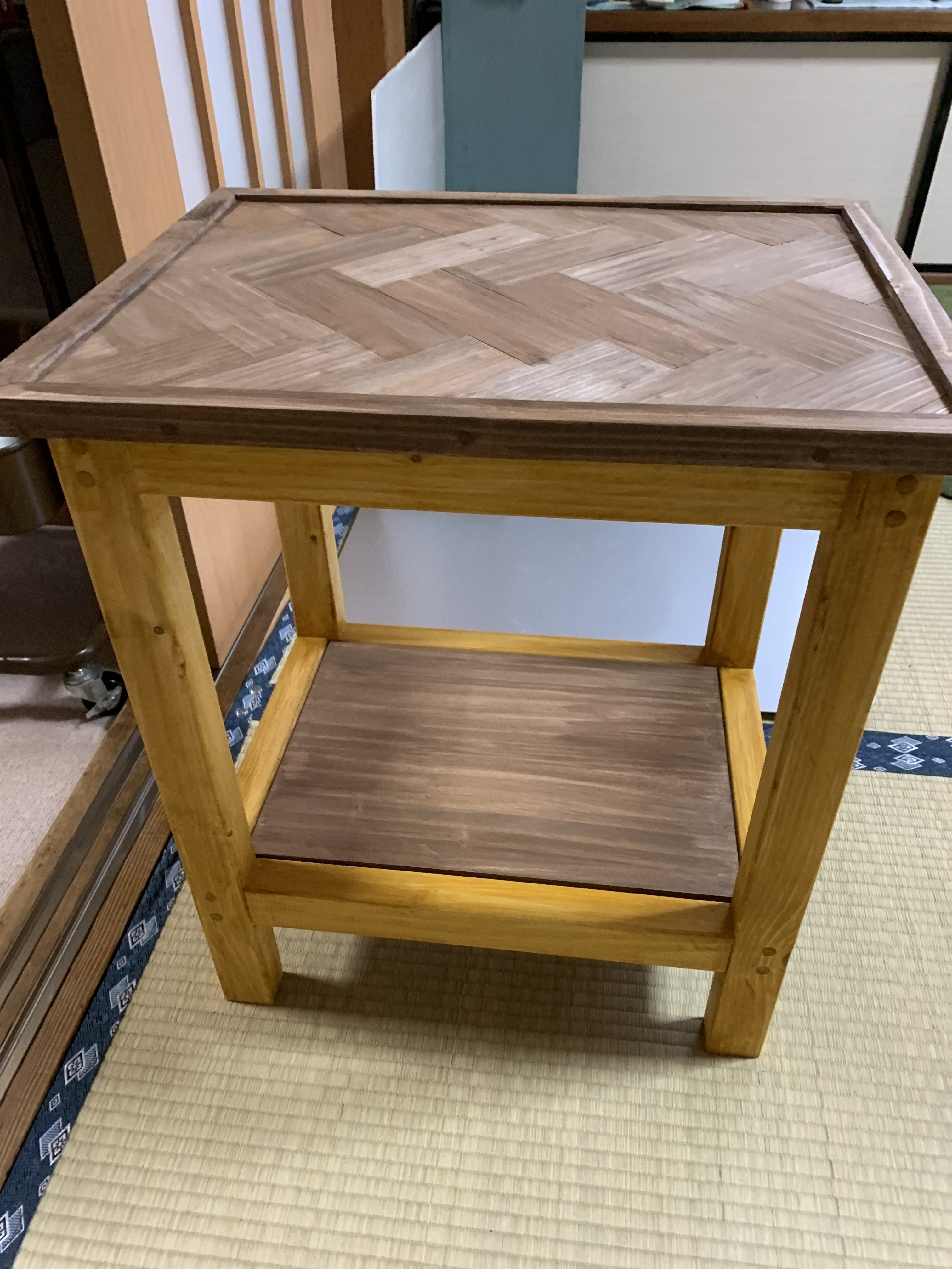 ★きー（断捨離中）★ヘリンボーンセンターテーブル サイズオーダー品 ☆きー（断捨離中）☆ヘリンボーンセンターテーブル サイズ