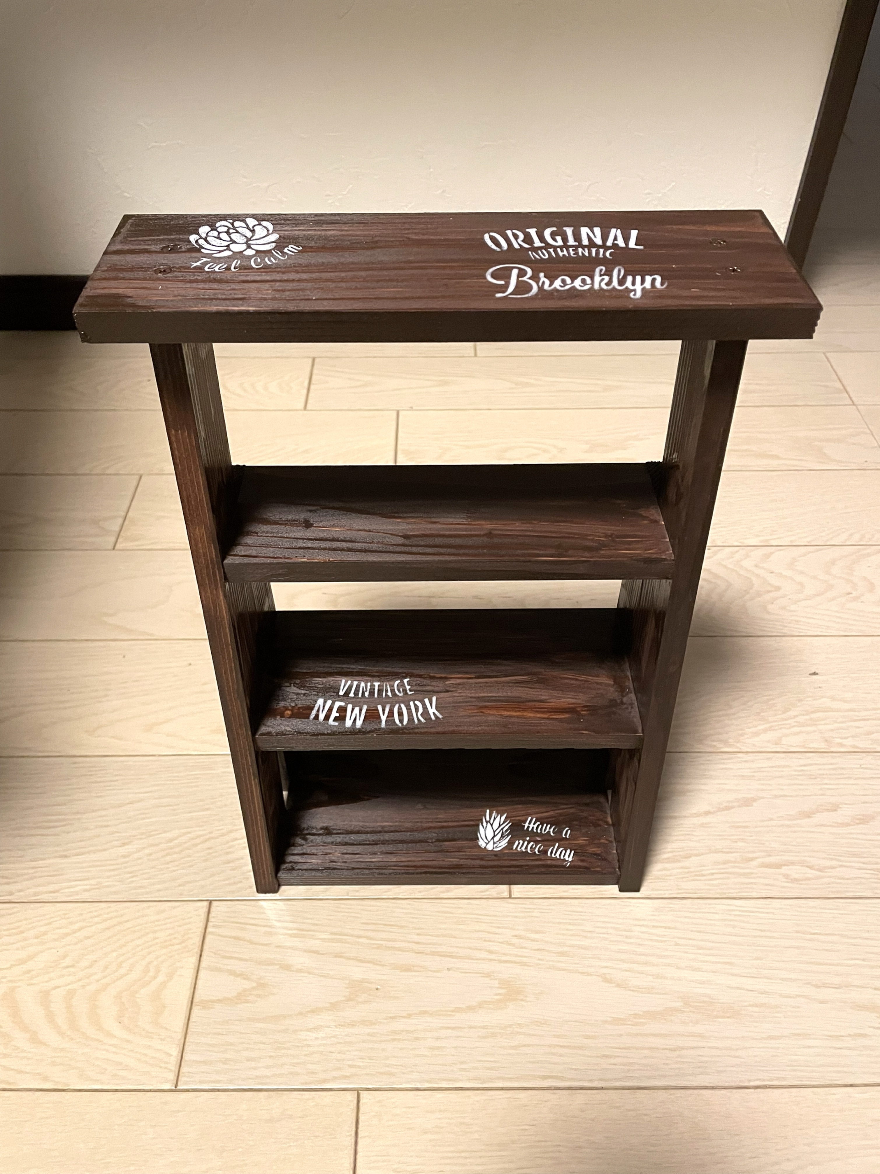ミニ足場風3段ラックにステンシルしました😊 | CAINZ DIY Square